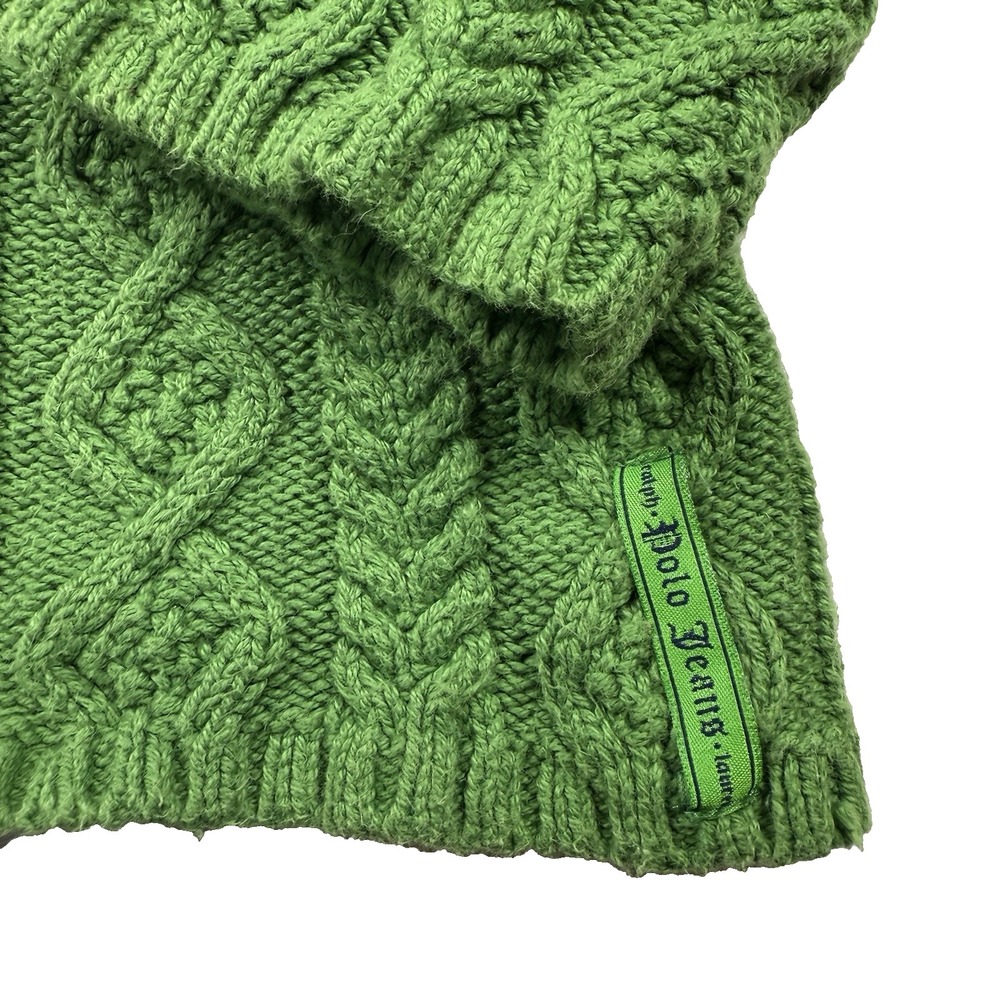 Polo by Ralph Lauren Vibrant Green Cable Knit V-Neck Sweater - Picture 4 of 6